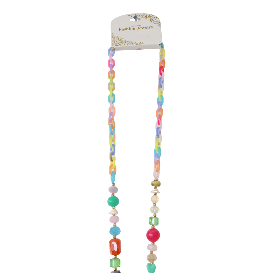 Bunte lange Kette im Ibiza Style, Auswahl