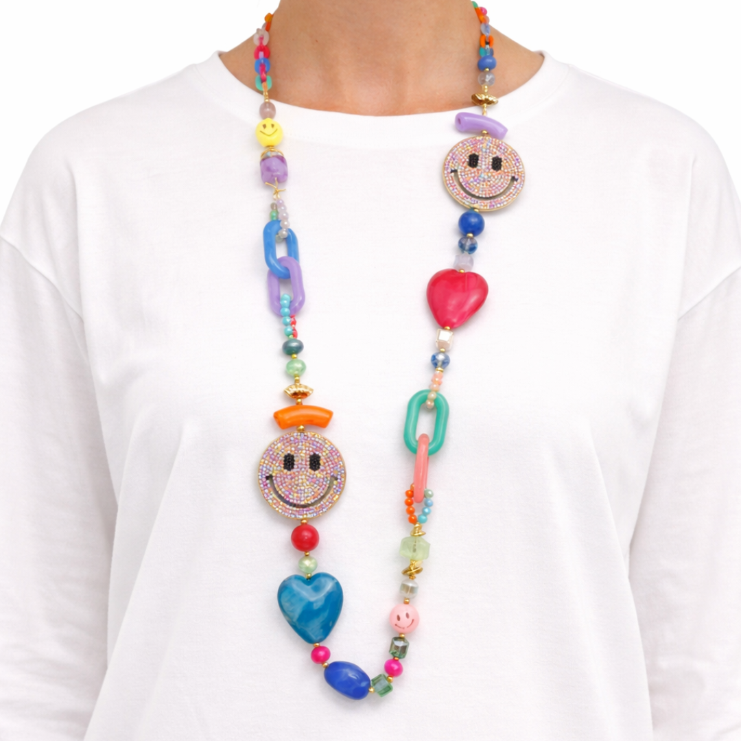 Bunte lange Kette im Ibiza Style, Auswahl