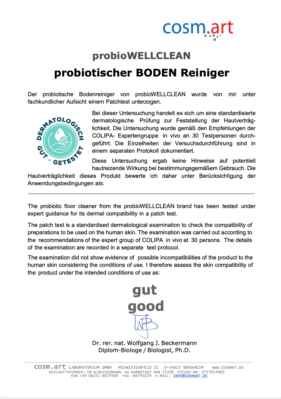 probioWELLCLEAN Boden Reiniger mit probiotischen Mikroorganismen 1l