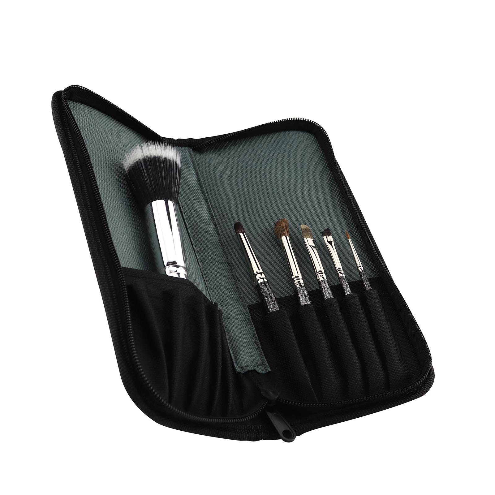Pinsel Set, kurz, Glitter Silber in gratis Etui