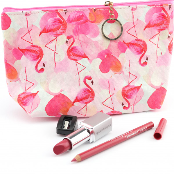 Flamingo, Kulturtasche, Lippenstift, Set, Lipliner, www.makeupcoach.com